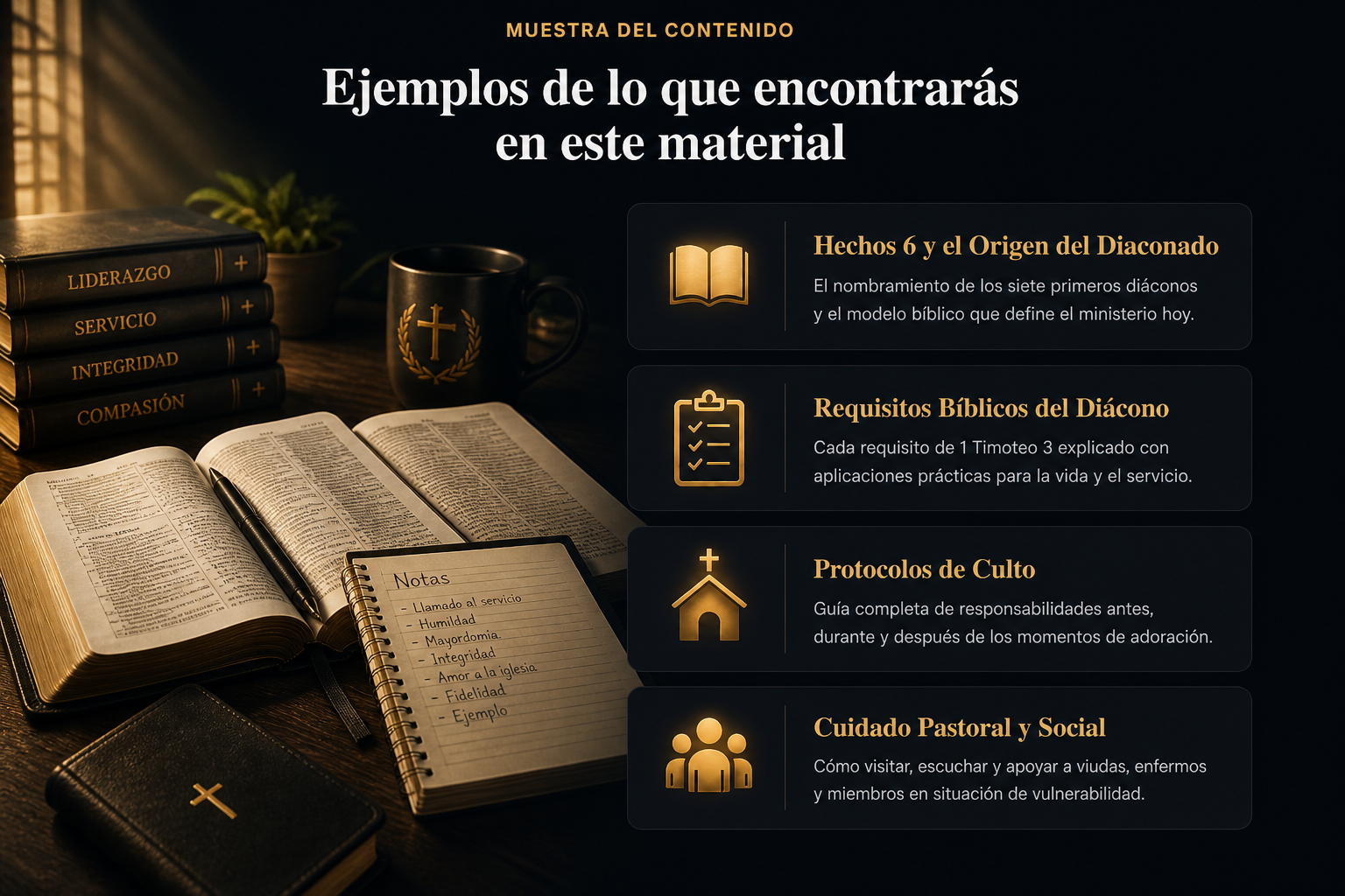 Muestra de las páginas de la guía para diáconos